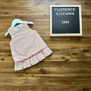Florence Eiseman Pink Cream Houndstooth Wool Sleeveless Pleated Jumper Girls 18M